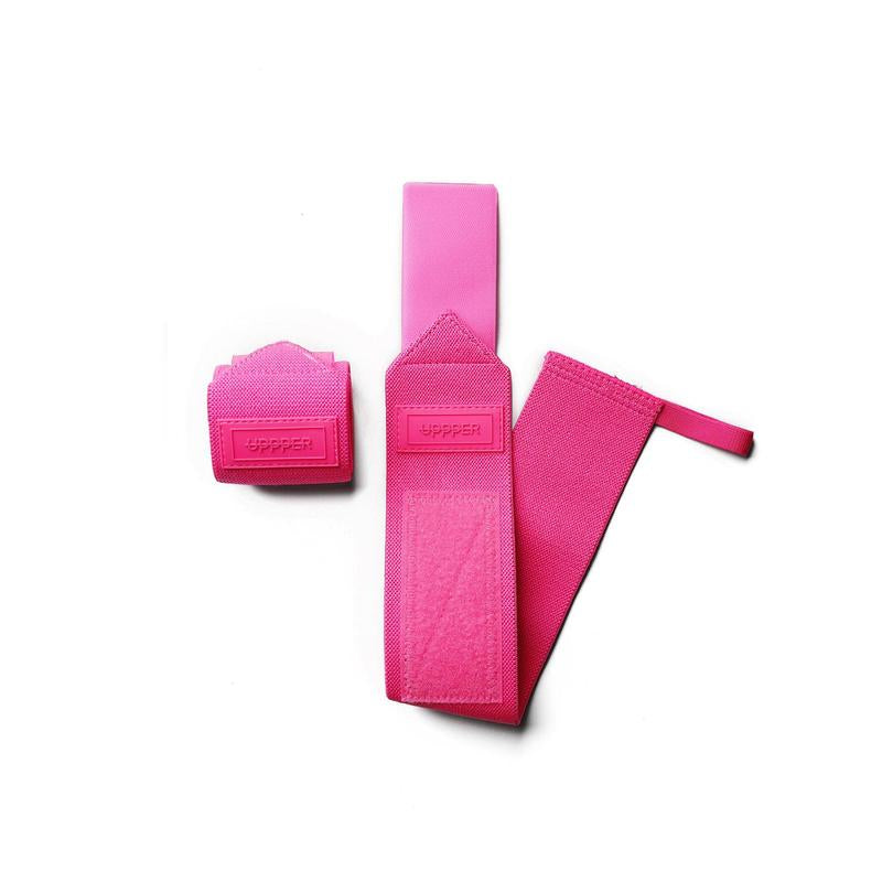 UPPPER Wrist Wraps Neon Pink 2.0 - 19" Wrist Support for Powerlifting and Gym Workouts, Hook-And-Loop Closure, Thumb Loop