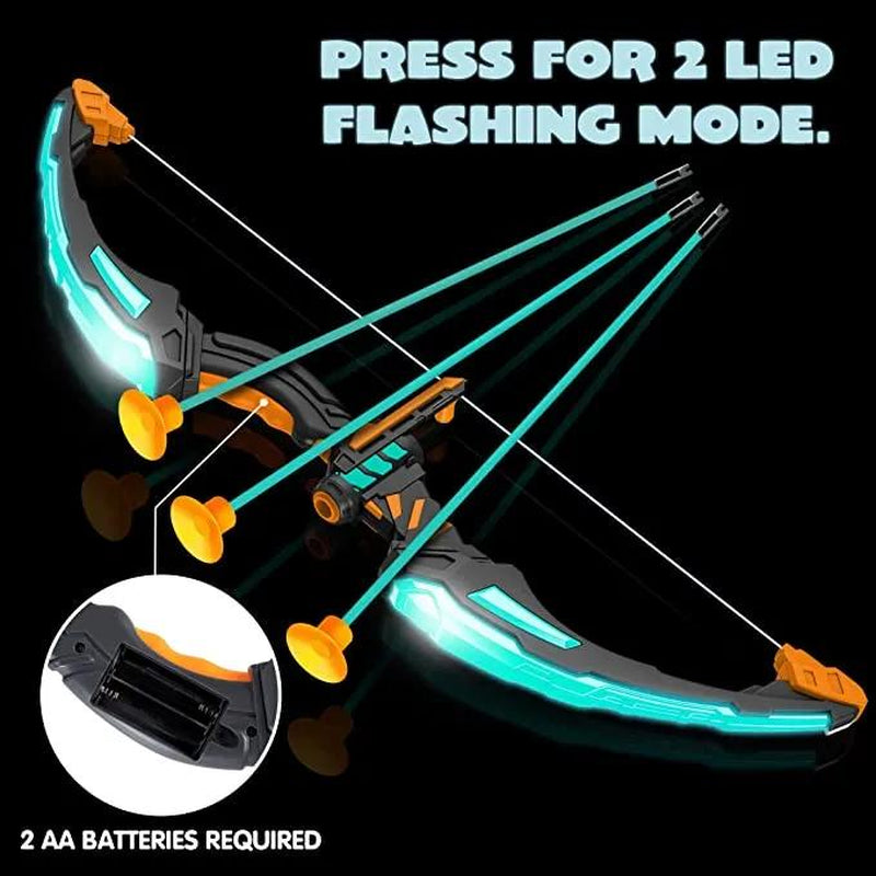 Kids Bow and Arrow Set, LED Light up Archery Toy Set with 9 Suction Cup Arrows, Target & Arrow Case, Indoor and Outdoor Hunting Play Gift Toys for Kids Outdoor Play Toys Boys