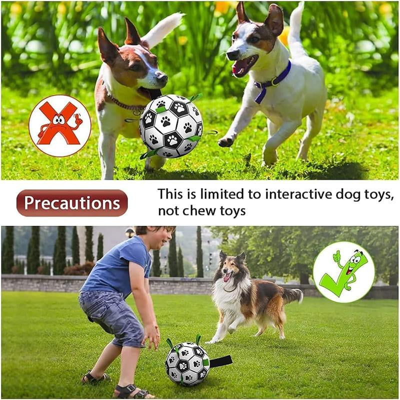VANHEAWO Premium Dog Toys Balls with Straps Interactive Herding Soccer Ball for Large Dogs Durable Soft PU Material with Bells for Training and Play