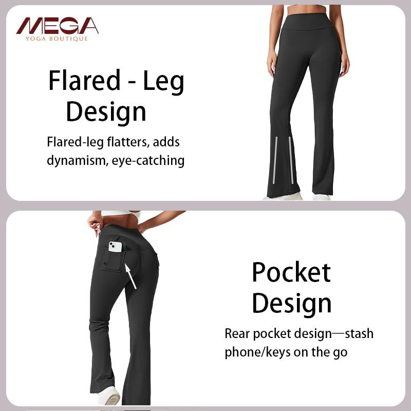 Flare Leggings with Pockets - Scrunch Butt Lifting Yoga Pants for Women, High-Waisted Gym Activewear, Trendy Streetwear & Workout Outfit