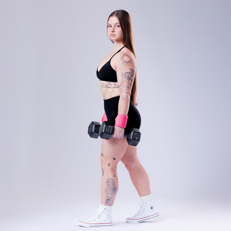 UPPPER Wrist Wraps Neon Pink 2.0 - 19" Wrist Support for Powerlifting and Gym Workouts, Hook-And-Loop Closure, Thumb Loop