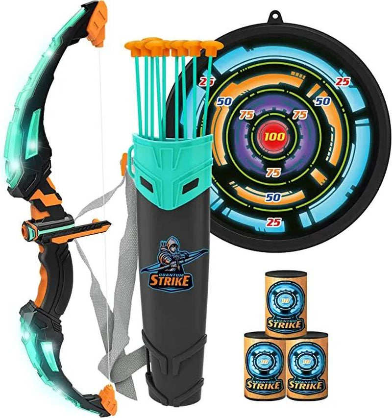 Kids Bow and Arrow Set, LED Light up Archery Toy Set with 9 Suction Cup Arrows, Target & Arrow Case, Indoor and Outdoor Hunting Play Gift Toys for Kids Outdoor Play Toys Boys