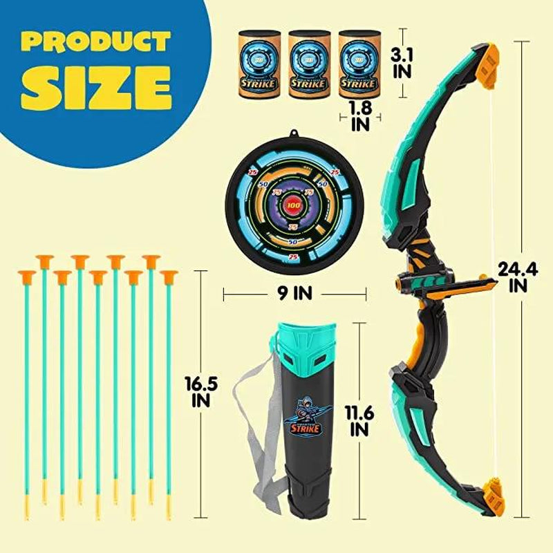 Kids Bow and Arrow Set, LED Light up Archery Toy Set with 9 Suction Cup Arrows, Target & Arrow Case, Indoor and Outdoor Hunting Play Gift Toys for Kids Outdoor Play Toys Boys